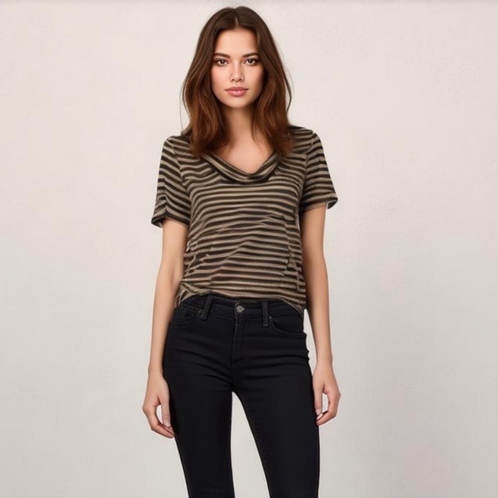 2 for $10 H&M Cowl Neck Striped Top Strechy Women’s Size Medium